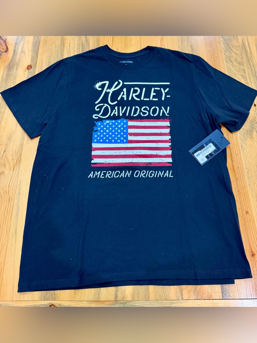 Harley-Davidson Black Tee with American Flag Graphic Cowboy Scottsdale Arizona